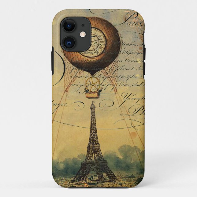 Eiffel Tower Hot Air Balloon Steampunk Case-Mate iPhone Case (Back)