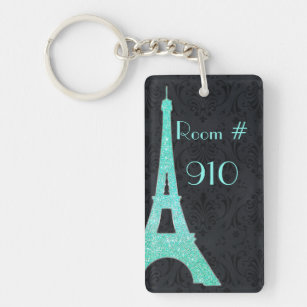 Eiffel Tower Hotel Room Number Keychain