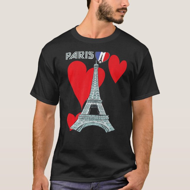 Eiffel Tower I Love Paris France Souvenir French T-Shirt (Front)