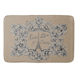 Eiffel Tower "I love Paris" "Paris Je taime" Bath Mat