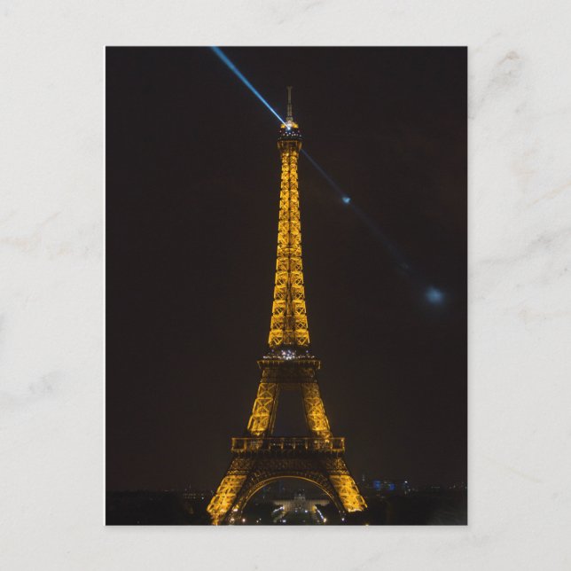 Eiffel Tower Illuminated: Paris by Night Postcard (Front)