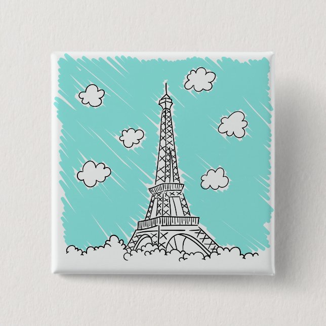 Eiffel Tower Illustration button (Front)