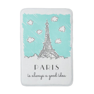 Eiffel Tower Illustration custom bath mats