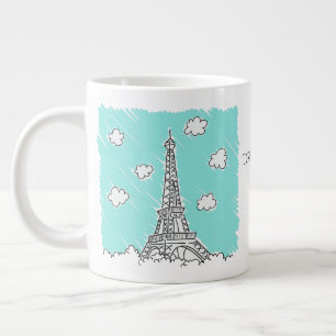Eiffel Tower Illustration custom text jumbo mug