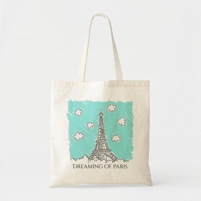 Eiffel Tower Illustration custom text totes (Front)