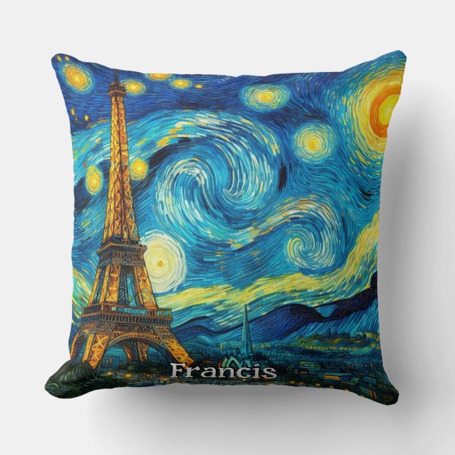 Eiffel Tower Impressionism Cushion (Front)