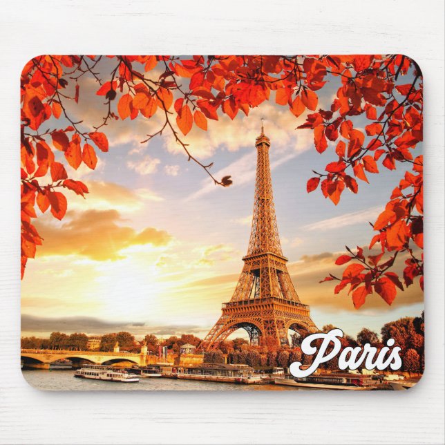 Eiffel Tower In Autumn, Paris, France Mouse Mat (Front)