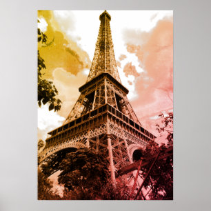 Eiffel Tower in Love City Paris Autumn Colours Poster