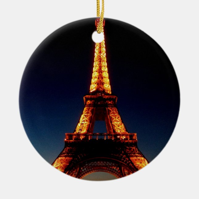 Eiffel tower in Paris Ceramic Tree Decoration (Front)