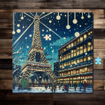 Eiffel Tower in Paris, France at Christmas Time Jigsaw Puzzle<br><div class="desc">Christmas puzzle depicting the Eiffel Tower in Paris,  France in a cool comic book style.</div>