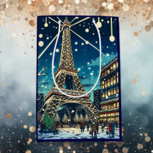 Eiffel Tower in Paris, France at Christmas time