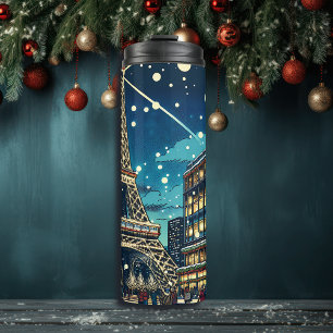 Eiffel Tower in Paris, France at Christmas Time Thermal Tumbler