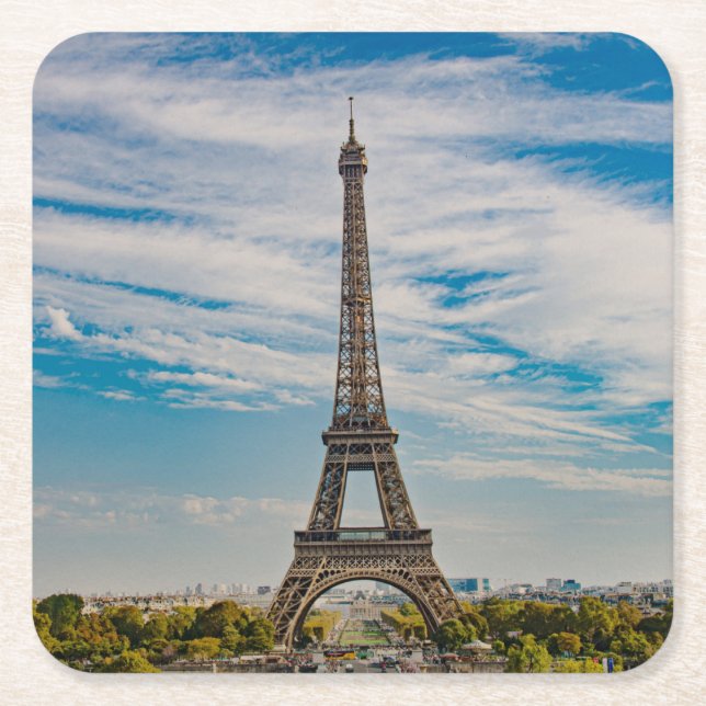 Eiffel tower in Paris Square Paper Coaster (Front)
