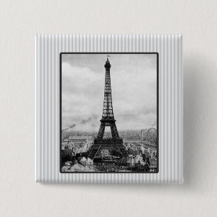 Eiffel Tower In Paris Striped Vintage 15 Cm Square Badge