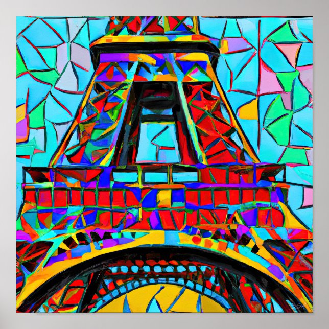 Eiffel Tower in the style of Robert Delaunay. Poster (Front)