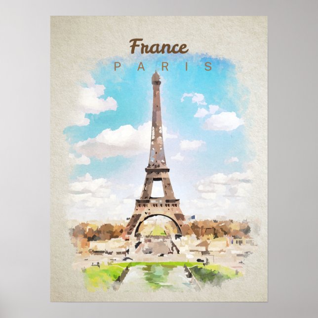 Eiffel Tower in watercolor Poster (Front)