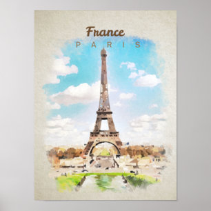Eiffel Tower in watercolor Poster