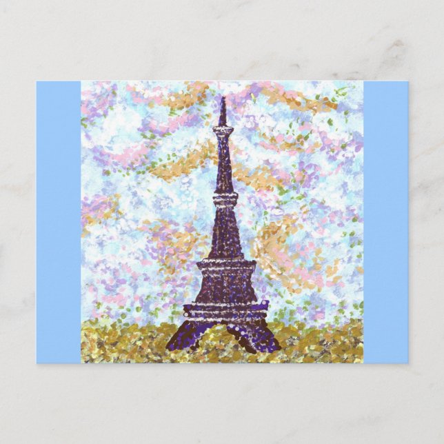 Eiffel Tower Inspired pointillism postcard (Front)