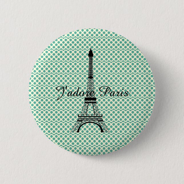 Eiffel tower J'adore Paris 6 Cm Round Badge (Front)