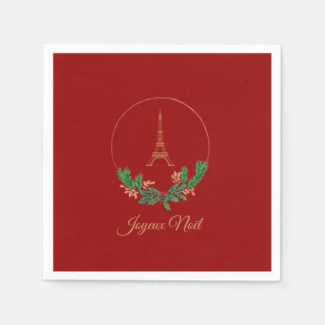 Eiffel Tower Joyeux Noel Napkin (Front)