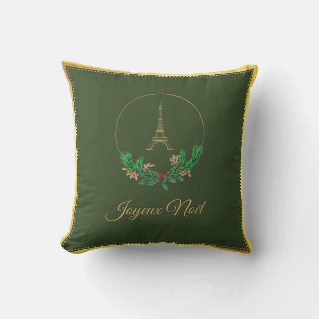 Eiffel Tower Joyeux Noel Pillow (Front)