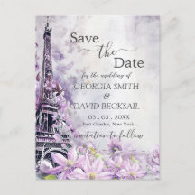 Eiffel Tower Lavender Romance Save the Date