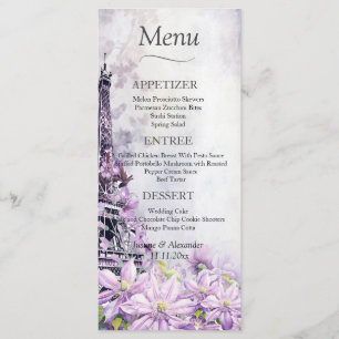 Eiffel Tower Lavender Romance Wedding Menu