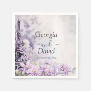Eiffel Tower Lavender Romance Wedding Napkin