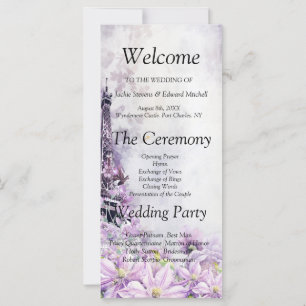Eiffel Tower Lavender Romance Wedding Program