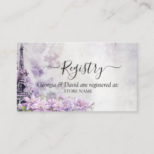 Eiffel Tower Lavender Romance Wedding Registry Enclosure Card