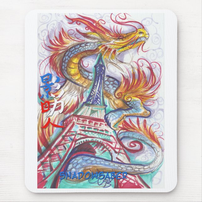 Eiffel Tower light Dragon and Hope Mouse Mat (Front)