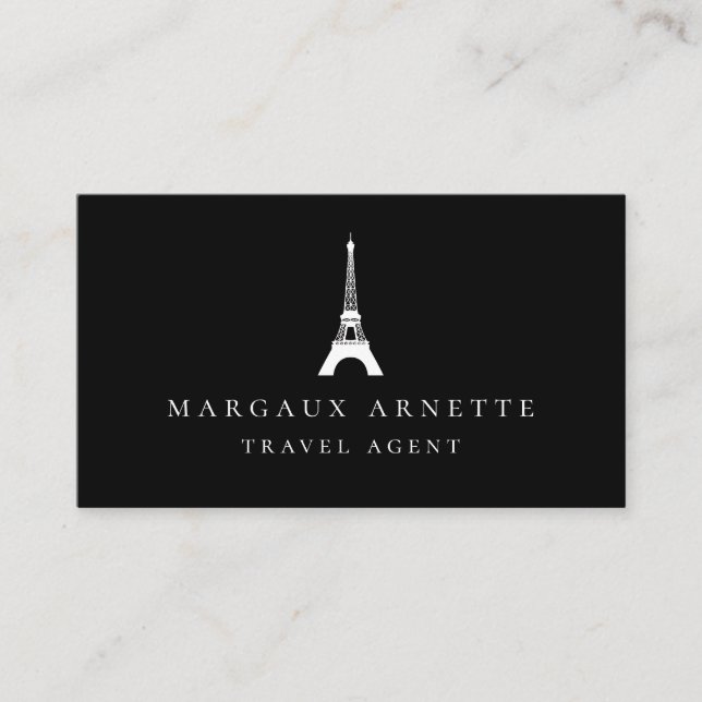 Eiffel Tower Logo Black Business Card (Front)