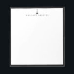 Eiffel Tower Logo Black Frame Notepad<br><div class="desc">Trendy Eiffel Tower logo design in black with black frame,  personalised with name,  notepad.  Text font style and colour can be customised.</div>