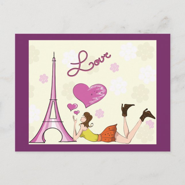 EIFFEL TOWER LOVE POSTCARD (Front)