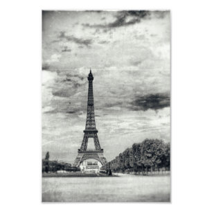 Eiffel Tower Monochrome Vintage Paris France Decor Photo Print