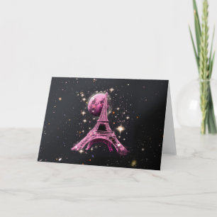 Eiffel Tower Night Moon Card