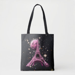 Eiffel Tower Night Moon Tote Bag