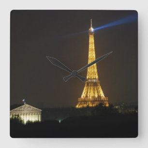 Eiffel Tower night Square Wall Clock