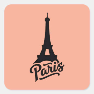 Eiffel Tower of Paris (France) black Square Sticker