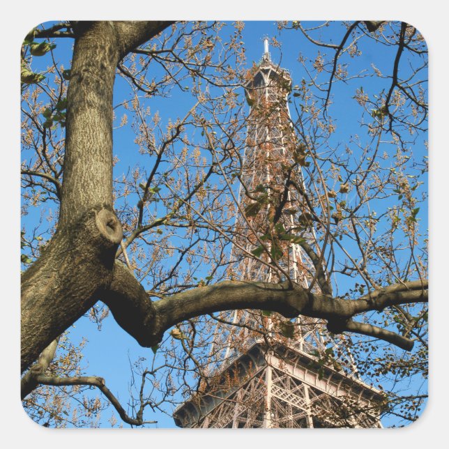 Eiffel tower of Paris in France Square Sticker (Front)