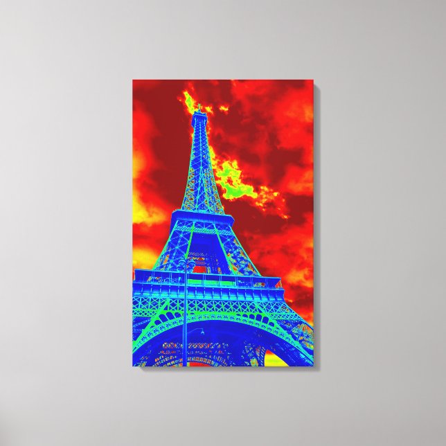 eiffel tower on fire canvas print (Front)