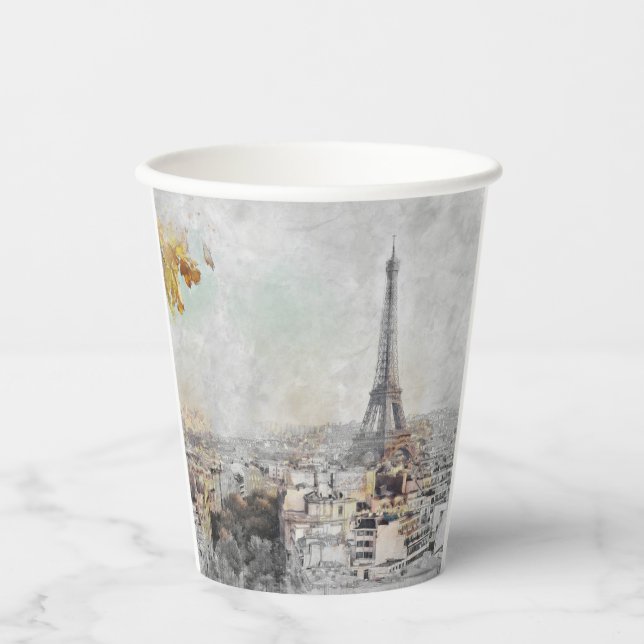 Eiffel Tower Paper Cups – Paris France Party Decor (Front)