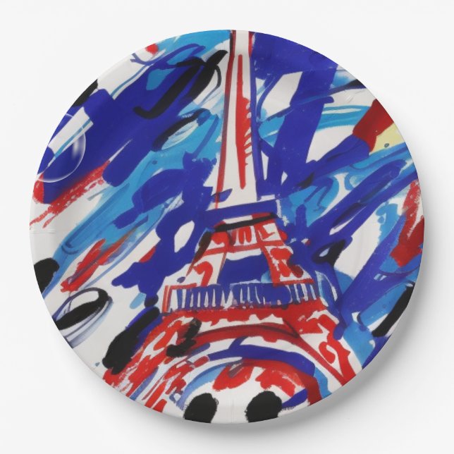 Eiffel Tower Paper Plate (Front)