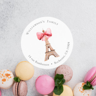 Eiffel Tower Paris Address Classic Round Sticker