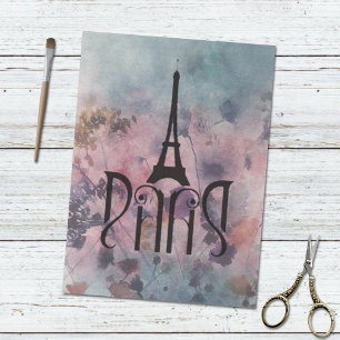 Eiffel Tower Paris Art Nouveau Lettering découpage Tissue Paper