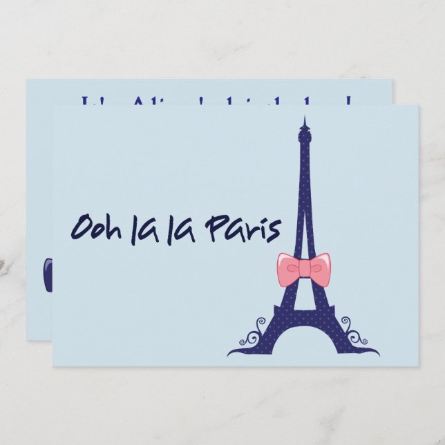 Eiffel Tower Paris Birthday Invitation (Front/Back)