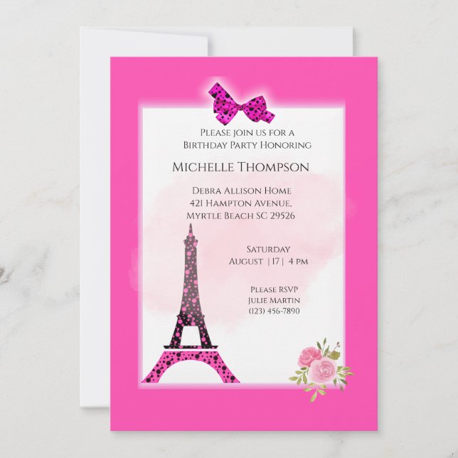 Eiffel Tower Paris  Birthday Invitations (Front)