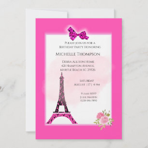 Eiffel Tower Paris  Birthday Invitations