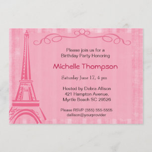Eiffel Tower Paris  Birthday Invitations