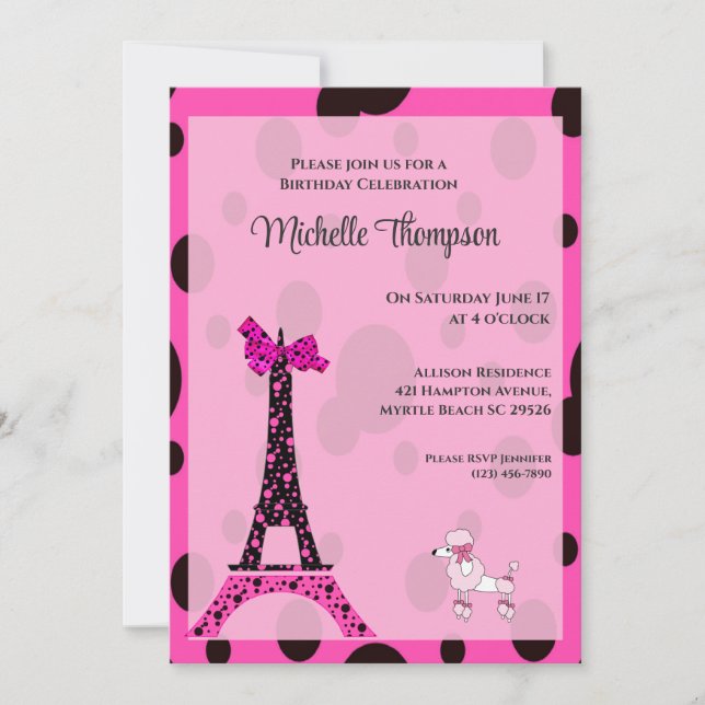 Eiffel Tower Paris  Birthday Invitations (Front)